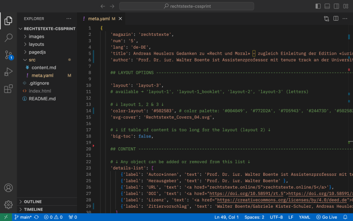 Capture d’écran du fichier meta.yaml